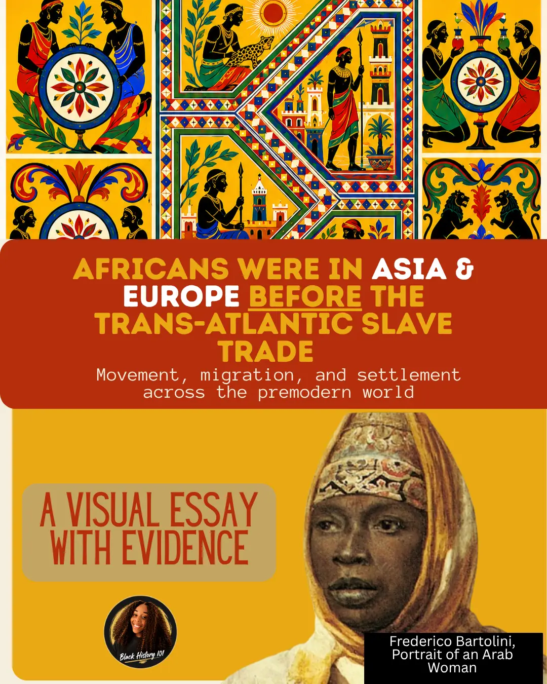 Cover artwork for the visual essay Africans Were In Asia & Europe Before The Trans-Atlantic Slave Trade